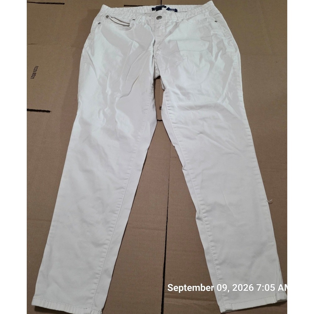 Bandolino Lisbeth White Slim Straight Leg Pants Womens 10 Stretch Trousers
